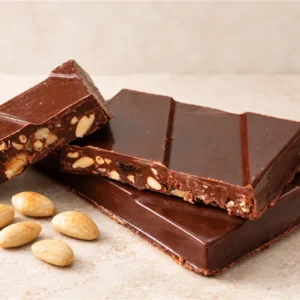 Turrón Artesanal Trufado de Chocolate Negro, Aceite de Oliva Virgen Extra y Almendra Marcona