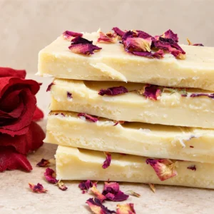 Turrón Artesanal Trufado Aceite de Oliva Virgen Extra con infusión de Pétalos de Rosa